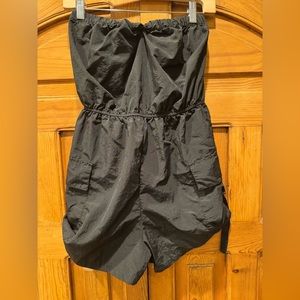 Black Strapless Nylon Romper